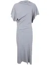 Rick Owens Draped Midi Dress In Gray