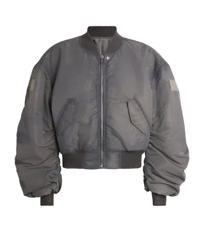 Rick Owens Flight Zip-up Wool Bomber Jacket In Yellow
