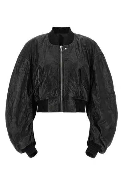 Rick Owens Secchia Cropped Flight Jacket Textured Finish In Black