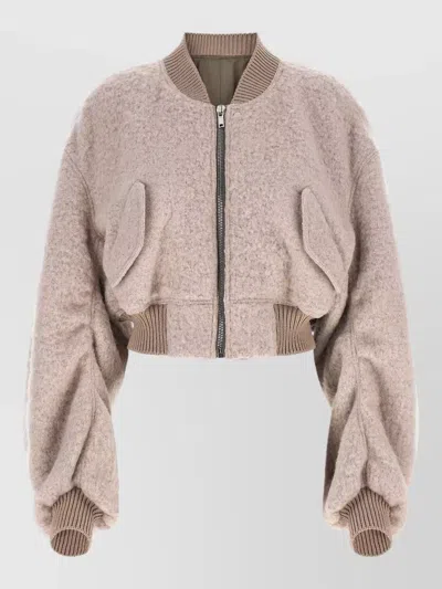 Rick Owens Secchia Cropped Flight Bomber Jacket In Brown
