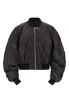 Rick Owens Black Tower Secchia Flight Leather Bomber Jacket In Black