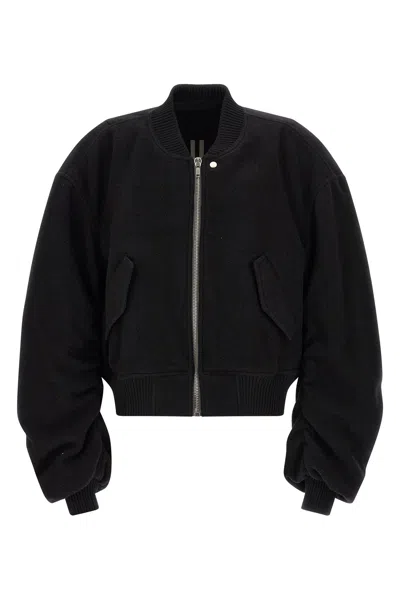 Rick Owens Secchia Flight Bomber Jacket Ribbed Collar Cuffs In Black