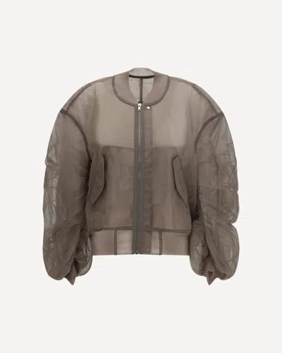 Rick Owens Secchia Flight Bomber Jacket In Recycled Tulle In Brown