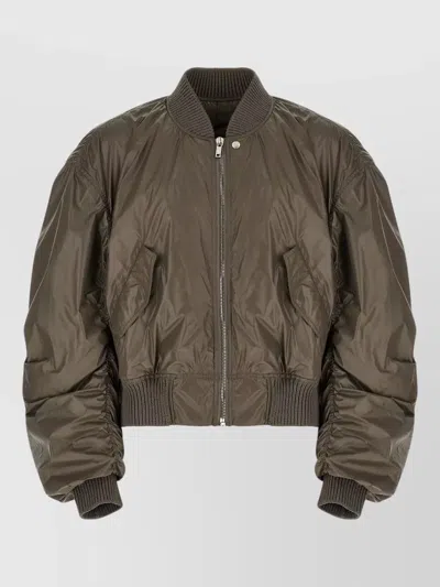 Rick Owens Secchia Flight Bomber Jacket Ribbed Cuffs Hem In Gray