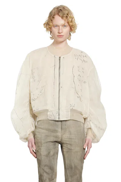 Rick Owens Secchia Flight Bomber Jacket In White