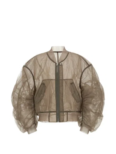 Rick Owens Secchia Flight Bomber Jacket In Recycled Tulle In Brown
