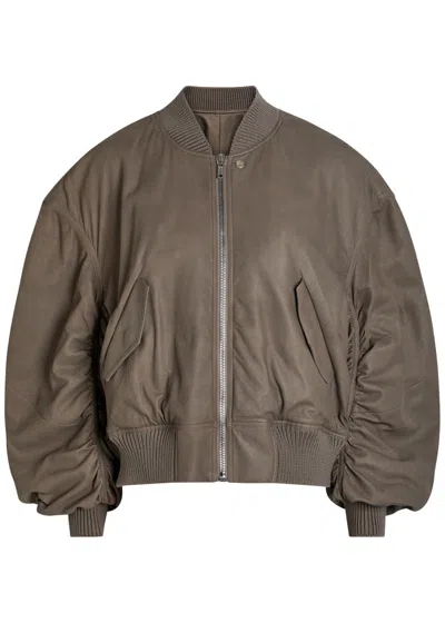 Rick Owens Secchia Flight Padded Leather Bomber Jacket In Multi