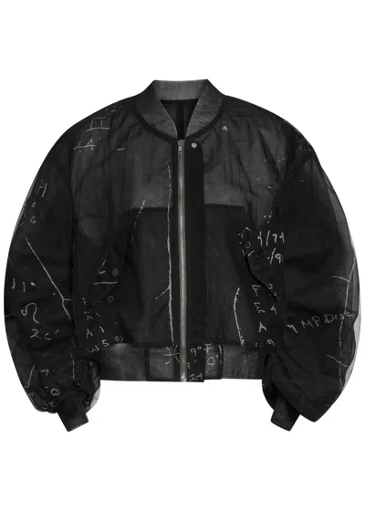 Rick Owens Secchia Flight Printed Tulle Bomber Jacket In Black