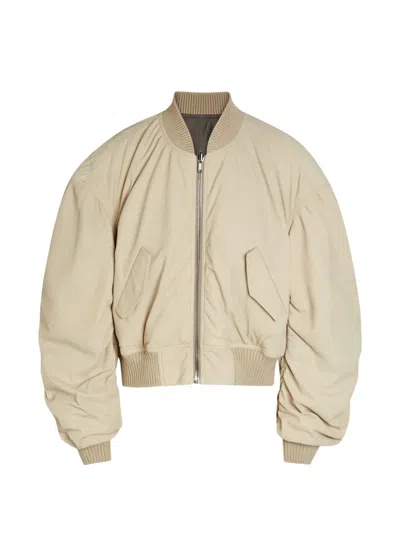 Rick Owens Secchia Reversible Leather Bomber Jacket In Neutral