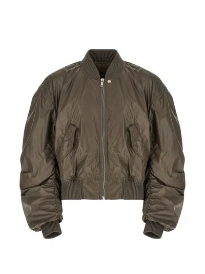 Rick Owens Secchia Flight Bomber Jacket Ribbed Cuffs Hem In Gray