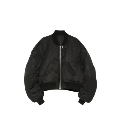 Rick Owens Secchia Flight Ruched-sleeve Bomber Jacket In Black