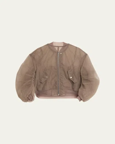 Rick Owens Secchia Flight Tulle Bomber Jacket In Neutral