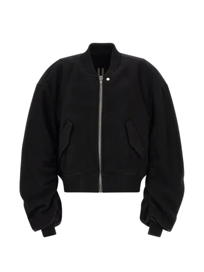 Rick Owens Neutrals Bucket Flight Voluminous Ruched Bomber Jacket In Multi