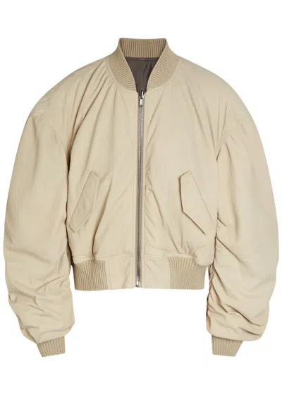 Rick Owens Secchia Reversible Leather Bomber Jacket In Neutral