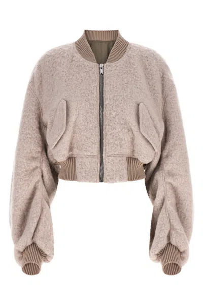 Rick Owens Secchia Ruched Bomber Jacket In Brown