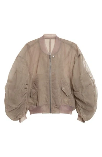 Rick Owens Secchia Tulle Bomber Jacket In Brown
