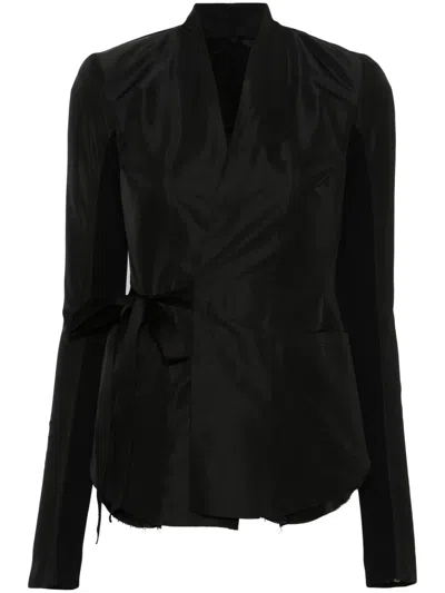 Rick Owens Self-tie Layered Blazer In Black