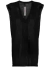 Rick Owens Semi-sheer Cotton Tank Top In Black