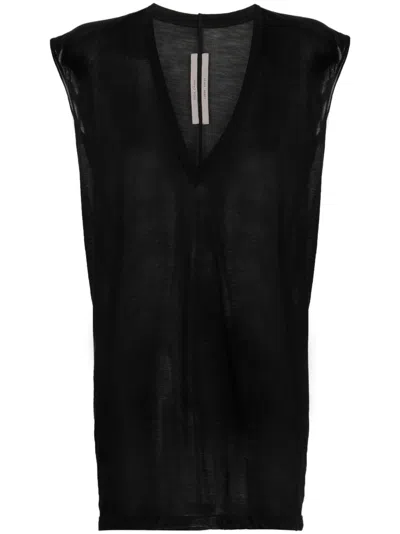 Rick Owens Semi-sheer Cotton Tank Top In Black