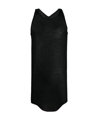 Rick Owens Semi-sheer Cotton Tank Top In Black