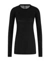 Rick Owens Ribbed Long-sleeve Top With Signature Back Stitching In Black