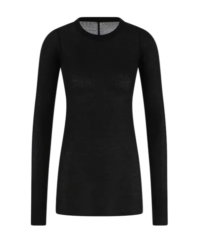 Rick Owens Semi-sheer Fine-ribbed Top In Black