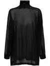 Rick Owens Semi-sheer High-neck Cotton Top In Black
