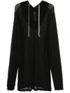 Rick Owens Semi-sheer Hoodie In Black