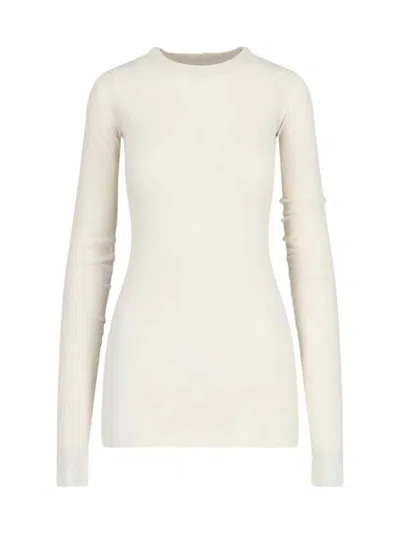 Rick Owens Semi Sheer Knitted Top In Beige