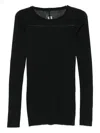 Rick Owens Semi-sheer Long-sleeve Top In Black