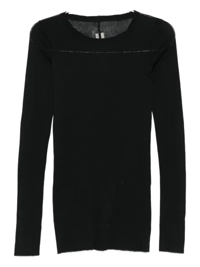Rick Owens Semi-sheer Long-sleeve Top In Black