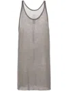 Rick Owens Semi-sheer Open-knit Tank Top In Grey