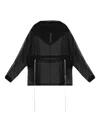 Rick Owens Semi-sheer Silk Hoodie In Black