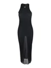 Rick Owens Black Semi-transparent Sheath Dress In Viscose And Silk Blend Woman In Black