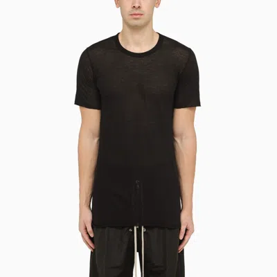 Rick Owens Semi-transparent Black Cotton Crew-neck T-shirt For Men