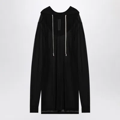 RICK OWENS RICK OWENS  SEMI-TRANSPARENT BLACK HOODIE