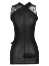 Rick Owens Semi-transparent Cupro Stretch Jersey Top In Black