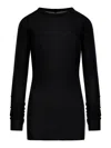 Rick Owens Ribbed Long-sleeve Top With Signature Back Stitching In Black