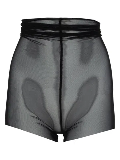 Rick Owens High Waist Sheer Layered Womens Shorts In Black