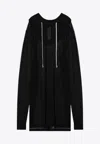 Rick Owens Semi-transparent Hooded Sweatshirt In Black