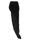Rick Owens Semi-transparent Long Skirt With Front Draping In Black