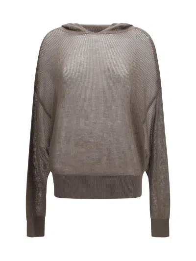 Rick Owens Semi-sheer Kashmir Knit Hoodie In Multi