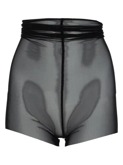 Rick Owens High Waist Sheer Layered Womens Shorts In Black