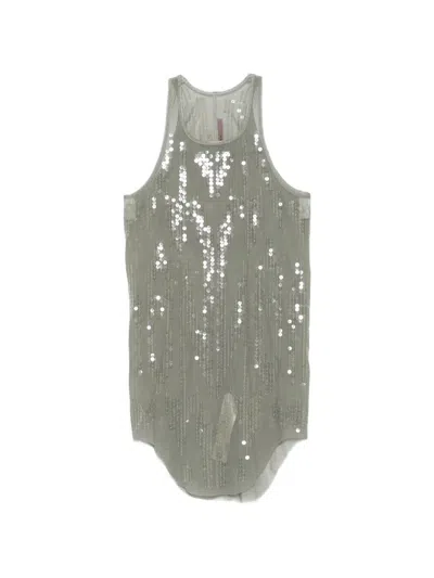 Rick Owens Sequi- Embellished Top In Gray