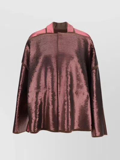 Rick Owens Sequin Appliqué Embellished Jacket With Drawstring Waist In Black