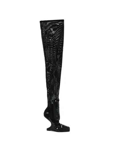 Rick Owens Sequin Boots In Black