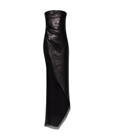 Rick Owens Sequin-embellished Long Top In Black