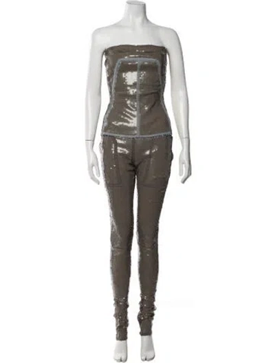 Pre-owned Rick Owens Sequin Embellishments Pant Set In Brown