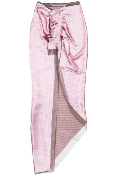 Rick Owens Sequin-embroidered Skirt With Train In Pink