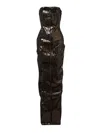 Rick Owens Sequined Denim Bustier Gown In Black
